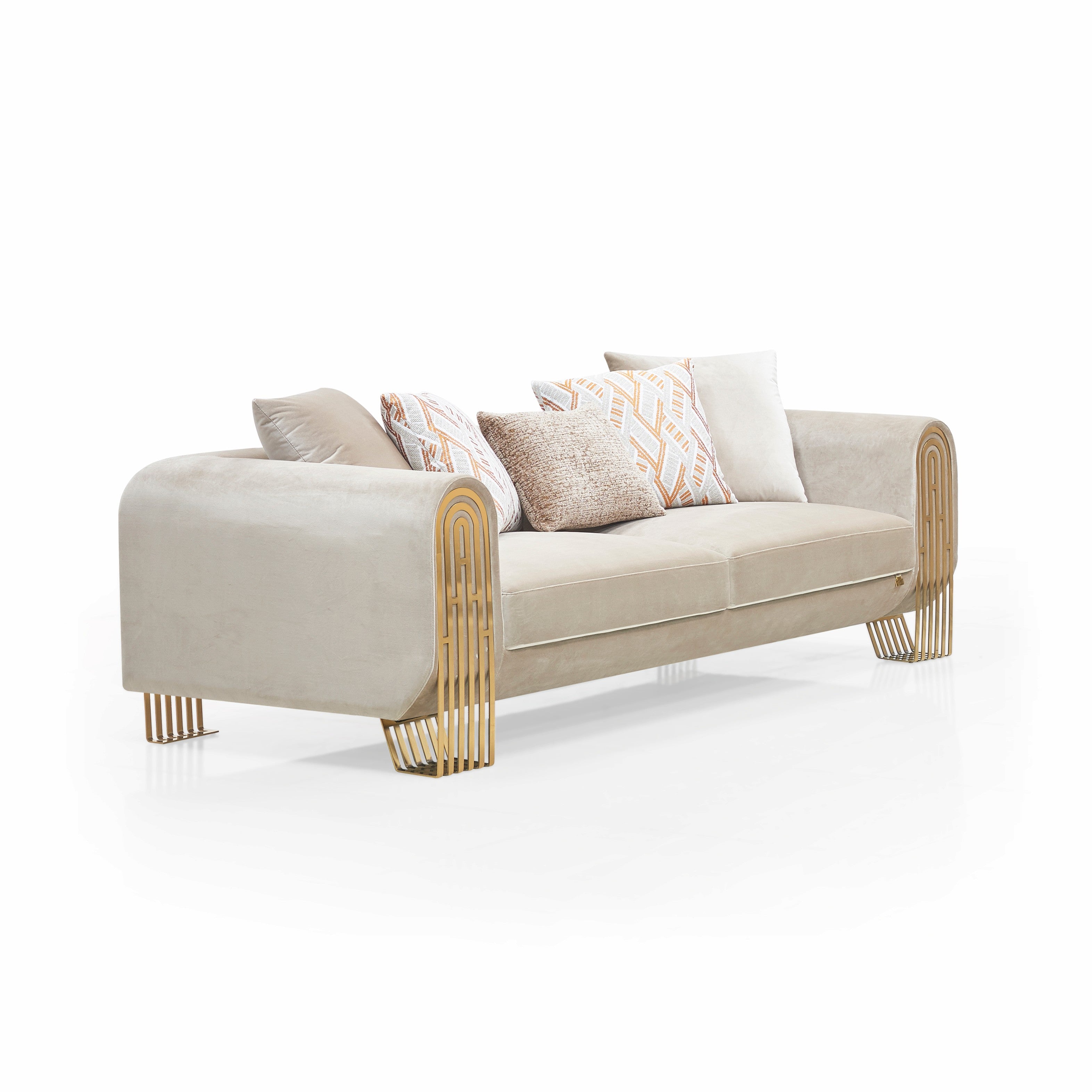 Opal Velvet Sofa Set Beige