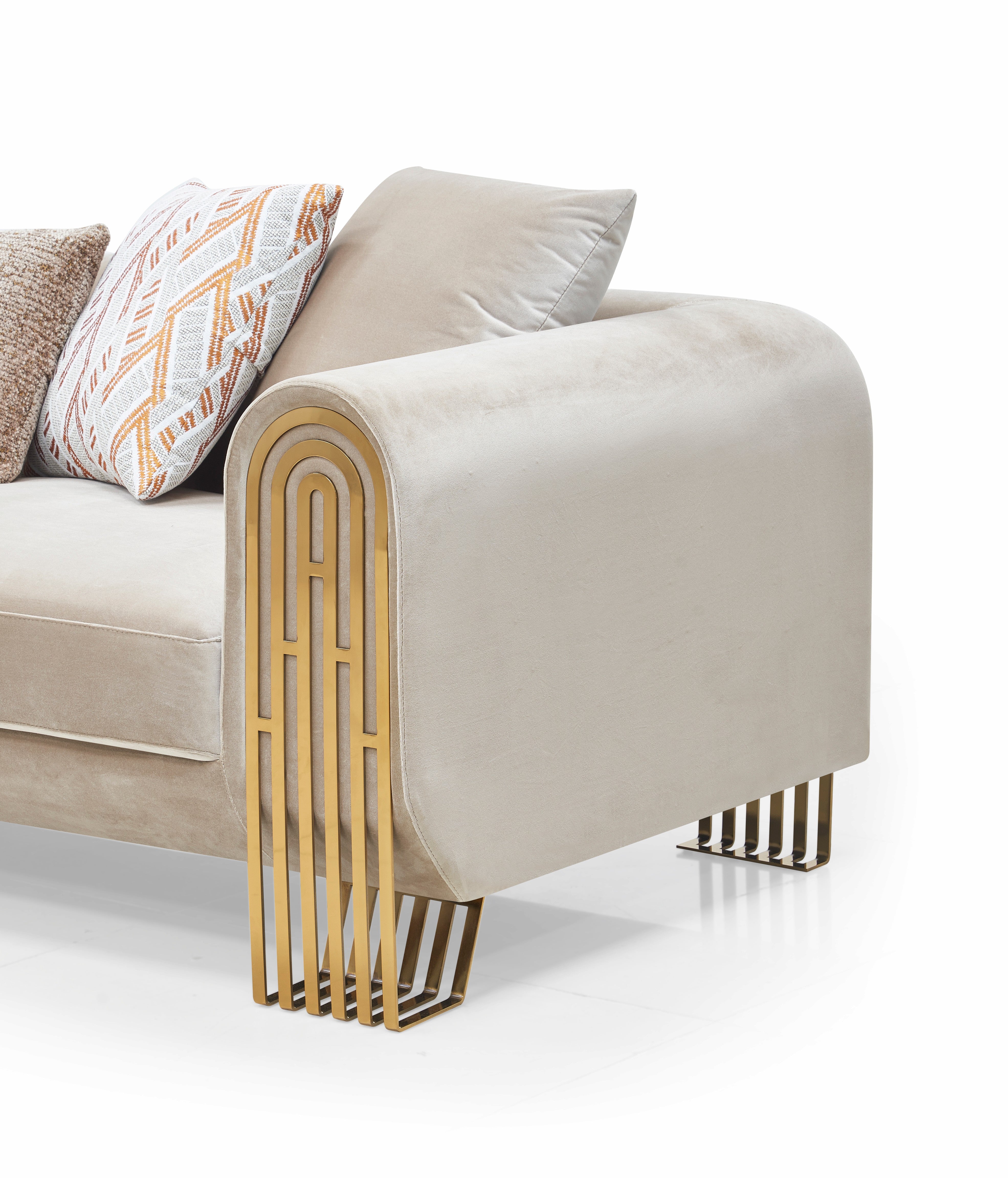 Opal Velvet Sofa Set Beige