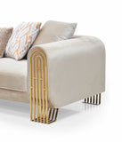 Opal Velvet Sofa Set Beige