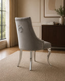 Harper Velvet Modern Dining Chair Grey Silver