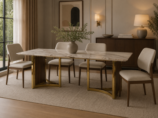 Laurent White Paper Marble Dining Table