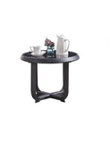 City Outdoor Side Table Tempered Glass Top Dark Stain