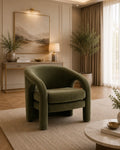 Claire Contemporary Armchair In Velvet Green
