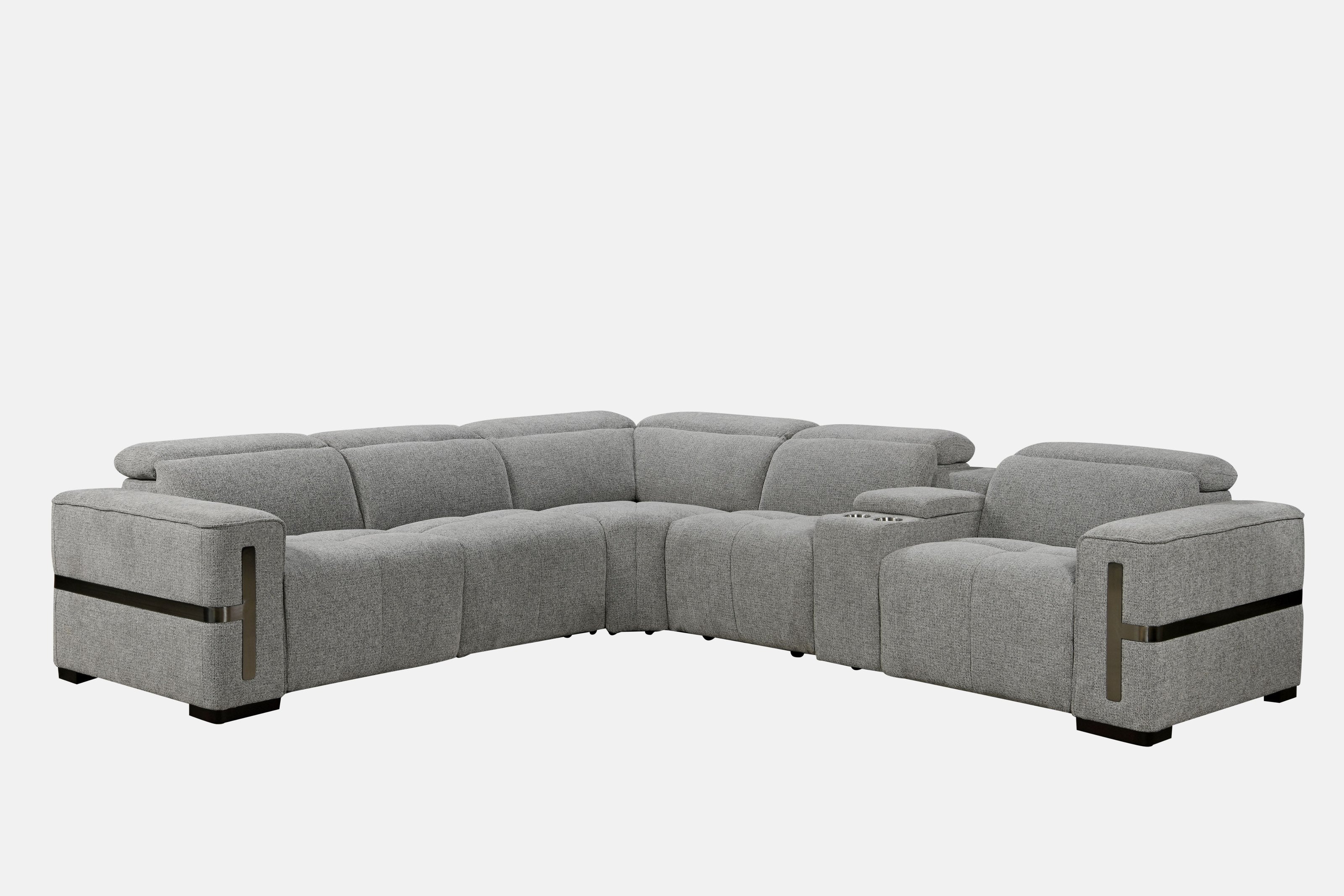 Bliss Modern Corner Electric Recliner Fabric Sofa Set Dark Grey