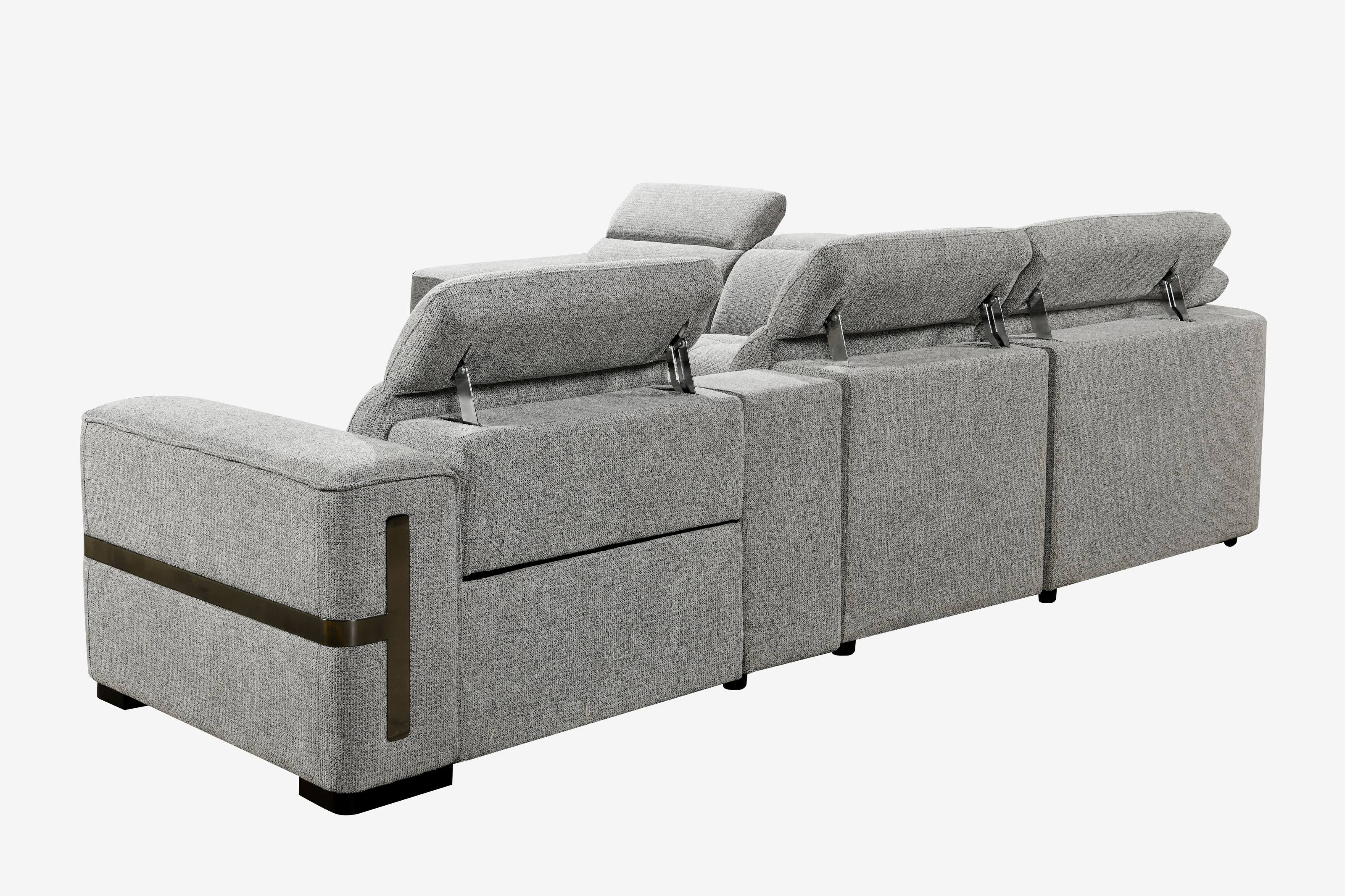 Bliss Modern Corner Electric Recliner Fabric Sofa Set Dark Grey
