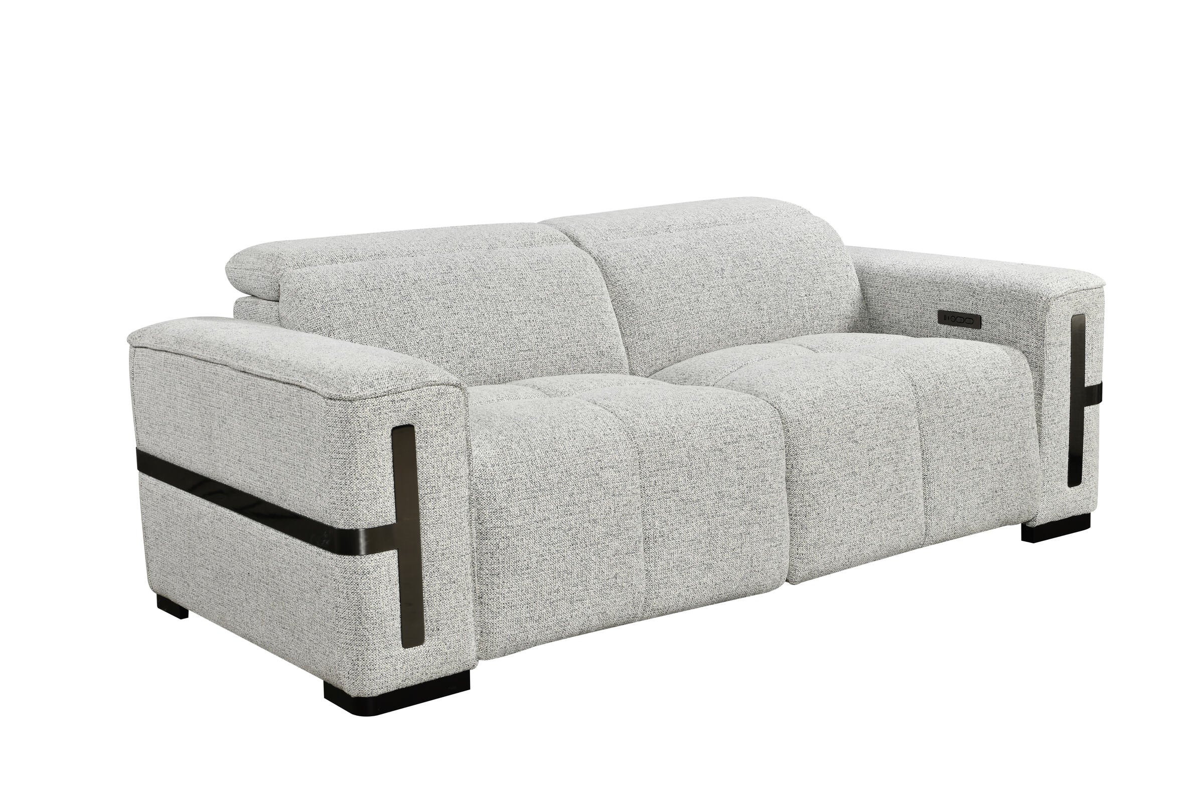 Bliss Luxury Dual Electronic Recliner Fabric Sofa Set Grey