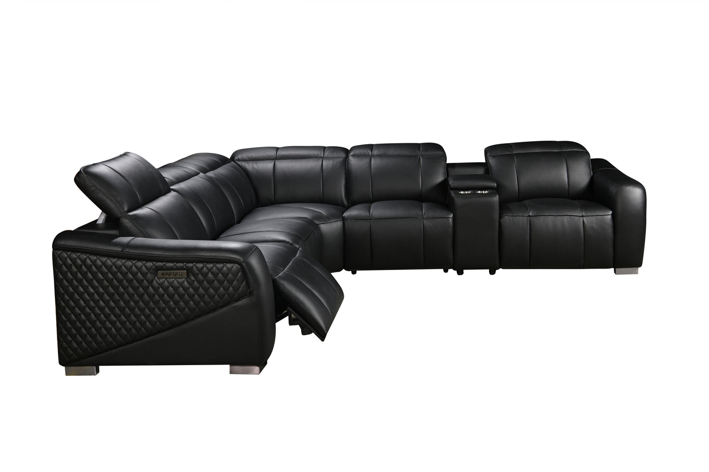 Vellin Modern Corner Electric Recliner Leather Sofa Set Black