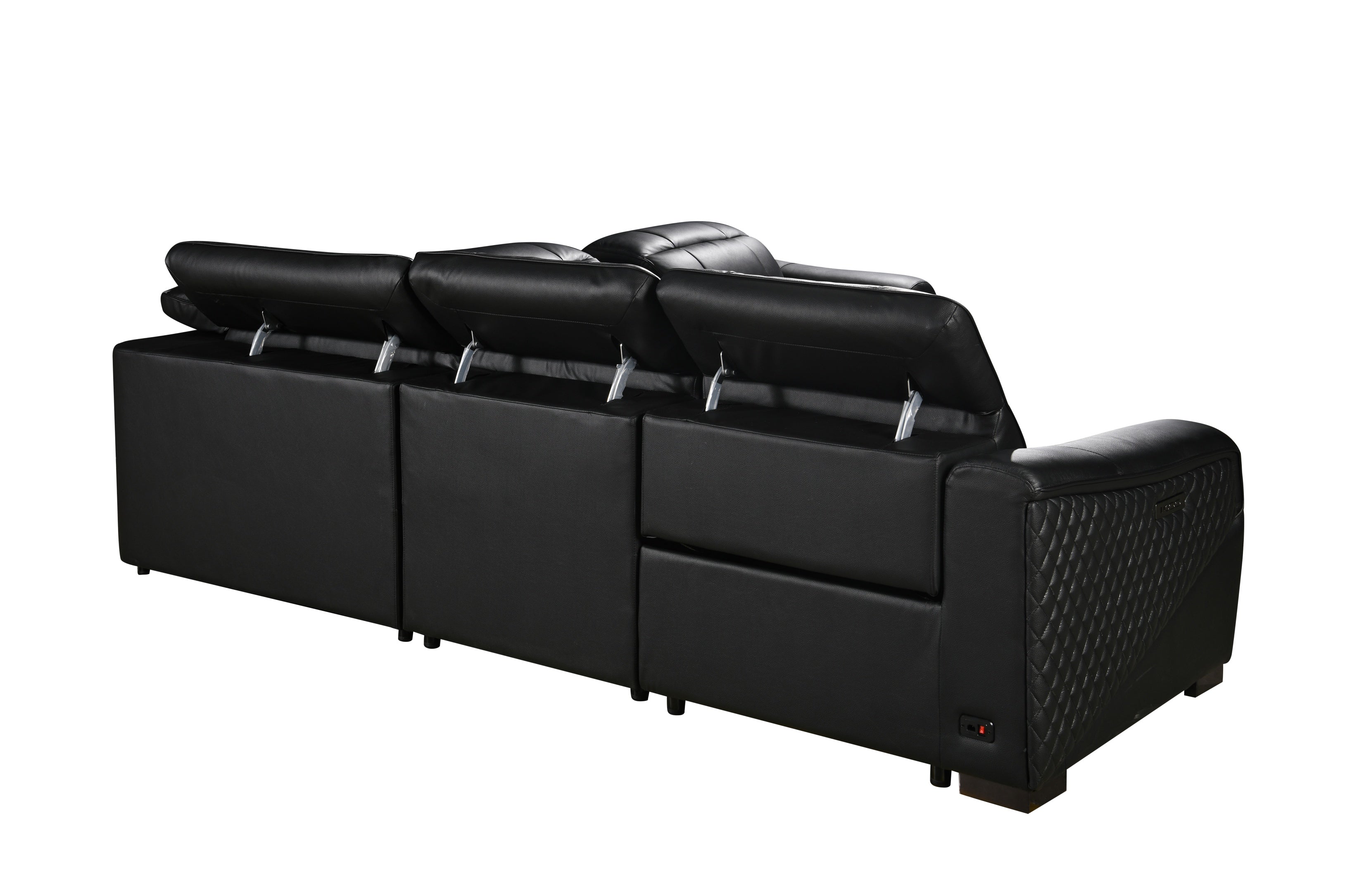Vellin Modern Corner Electric Recliner Leather Sofa Set Black