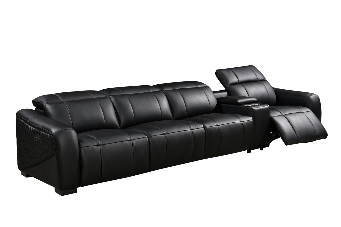 Vellin Modern Corner Electric Recliner Leather Sofa Set Black