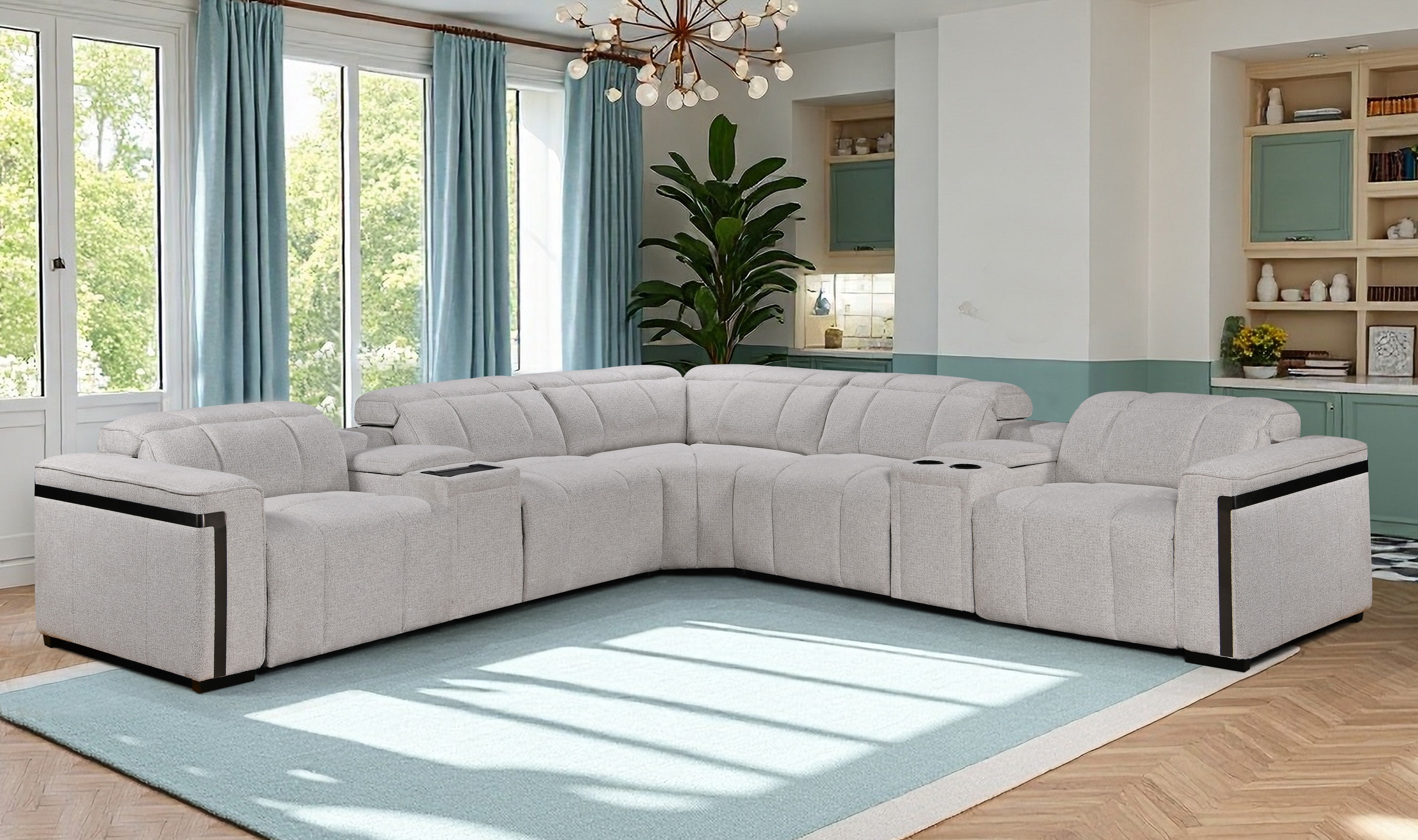 Crown Electric Recliner Fabric Sofa Set