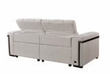 Crown Dual Electronic Recliner Fabric Sofa Set Cream Silver