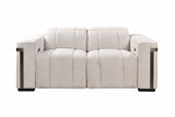 Crown Dual Electronic Recliner Fabric Sofa Set Cream Silver