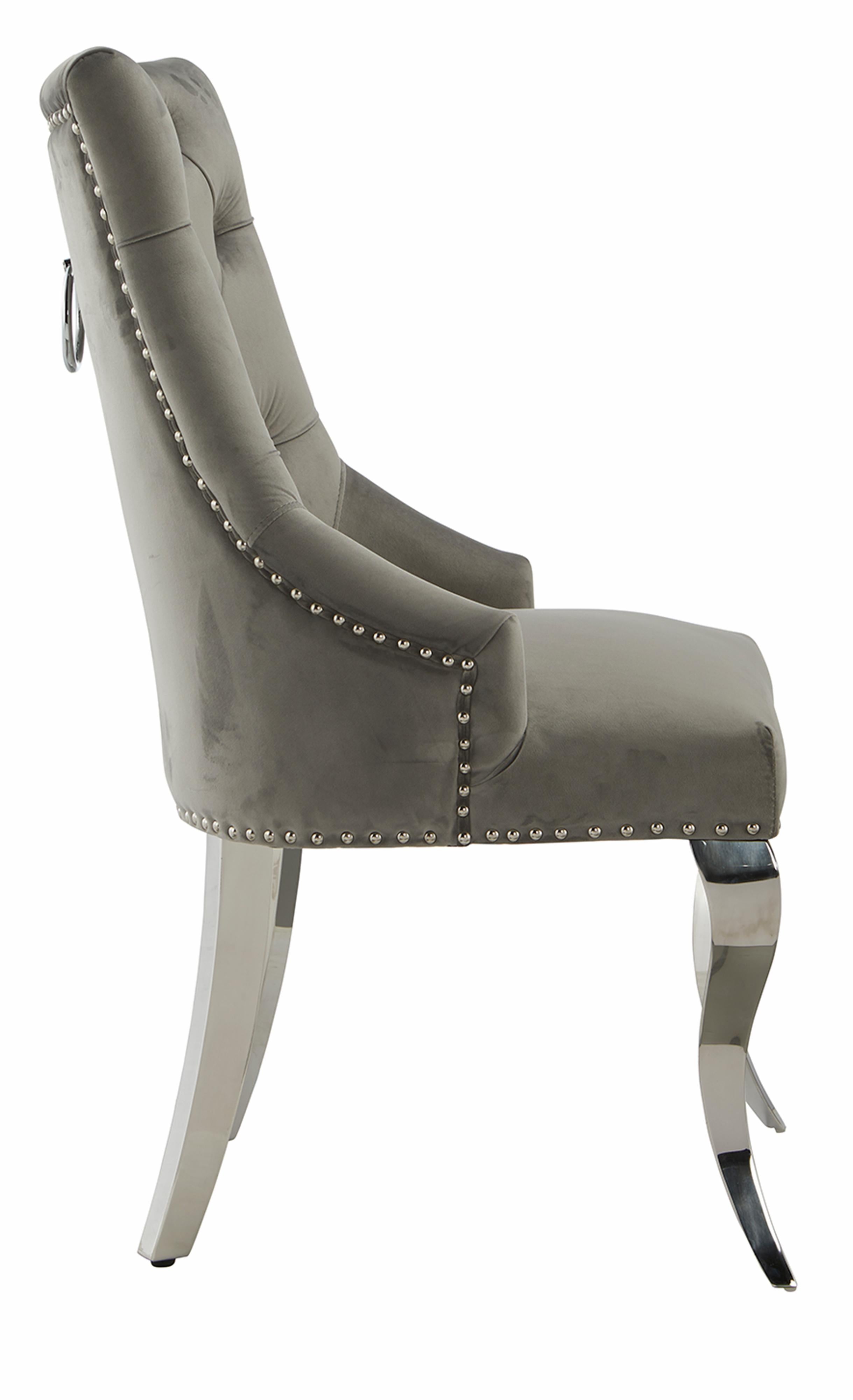 Harper Velvet Modern Dining Chair Grey Silver