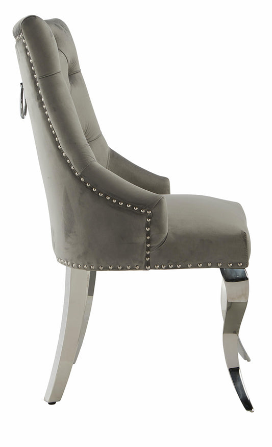 Harper Velvet Modern Dining Chair Grey Silver