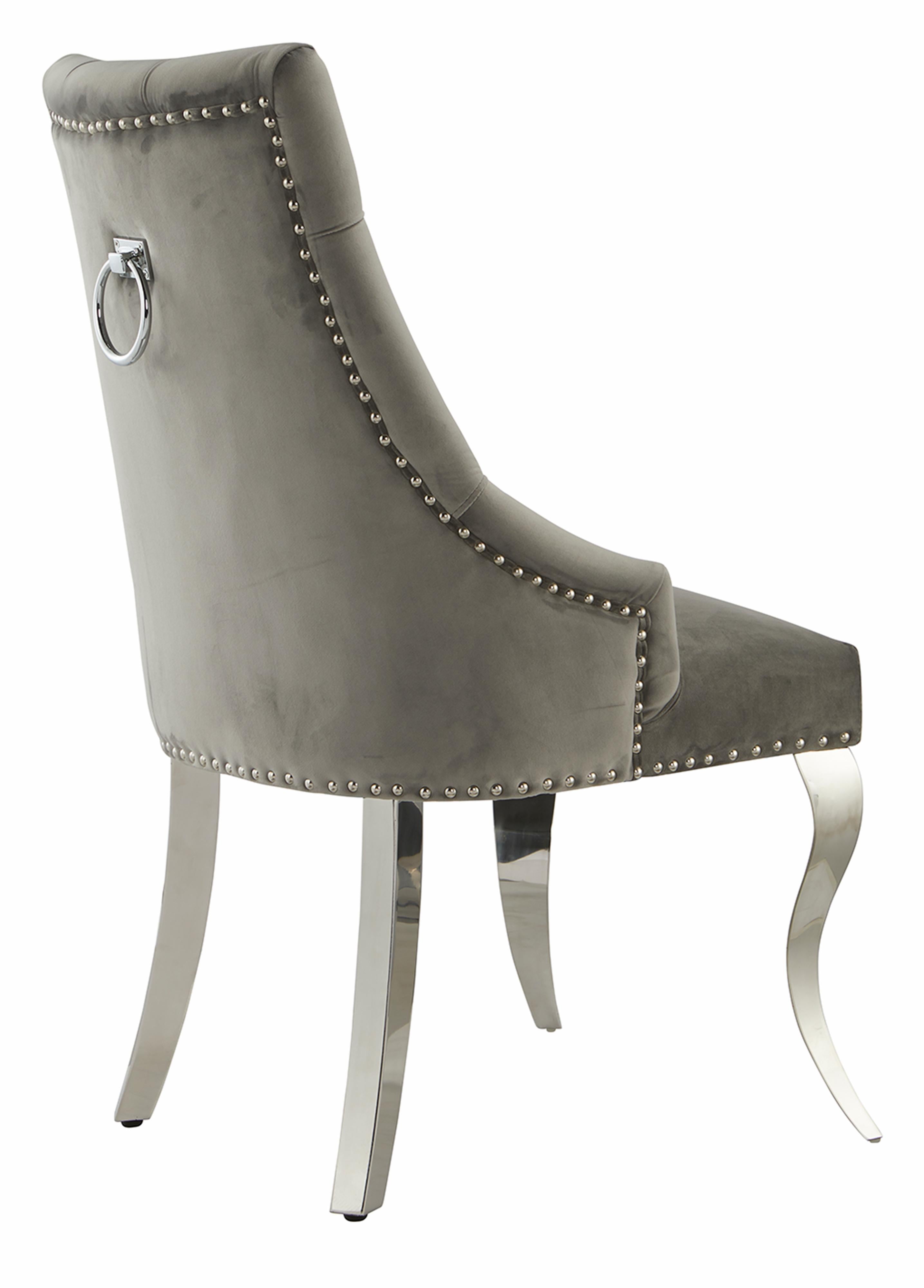 Harper Velvet Modern Dining Chair Grey Silver