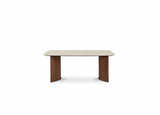 Banksia Modern Dining Table Yello Ceramic Top with Walnut Legs