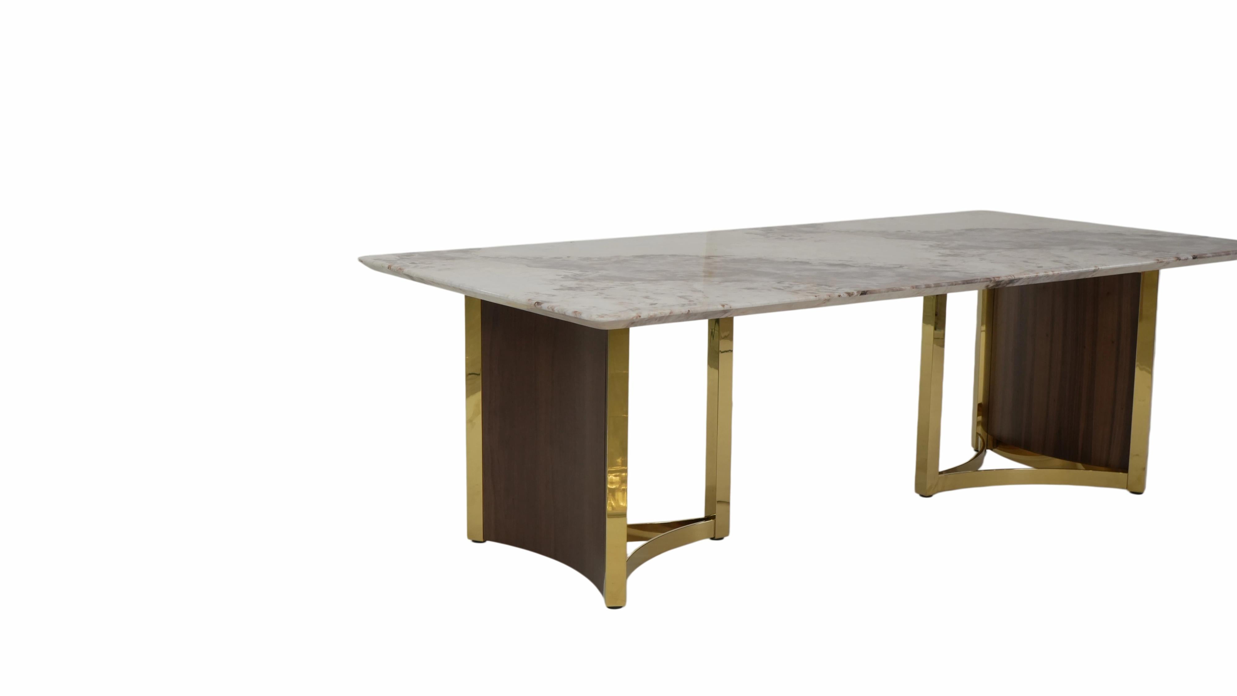 Laurent White Paper Marble Dining Table