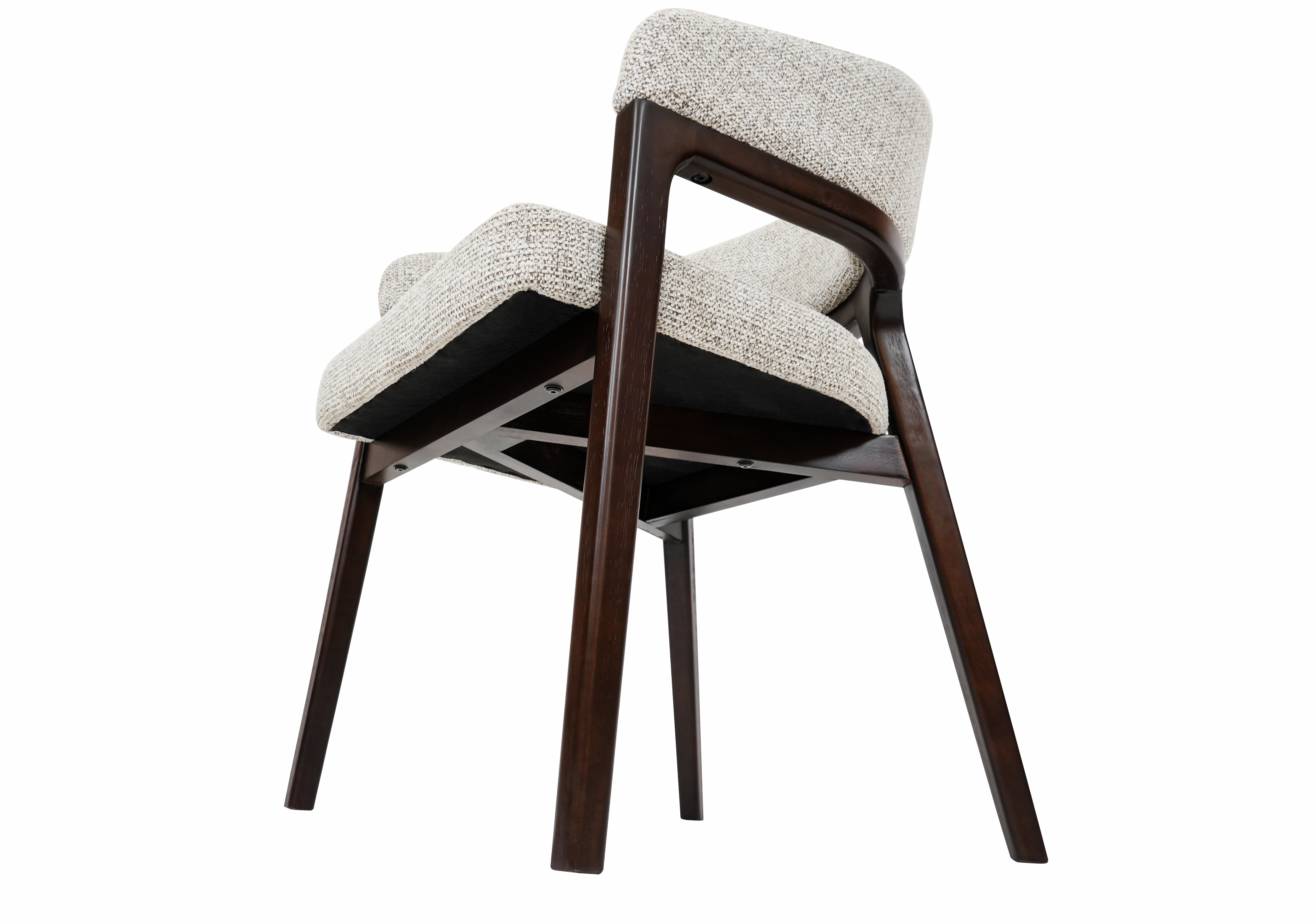 Marlow Beige Fabric Dining Chair Walnut Brown