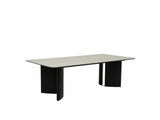 Waratah Modern Dining Table in Sandy White Ceramic and Black Finish