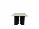 Waratah Modern Dining Table in Sandy White Ceramic and Black Finish