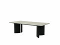 Waratah Modern Dining Table in Sandy White Ceramic and Black Finish