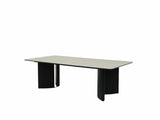 Waratah Modern Dining Table in Sandy White Ceramic and Black Finish