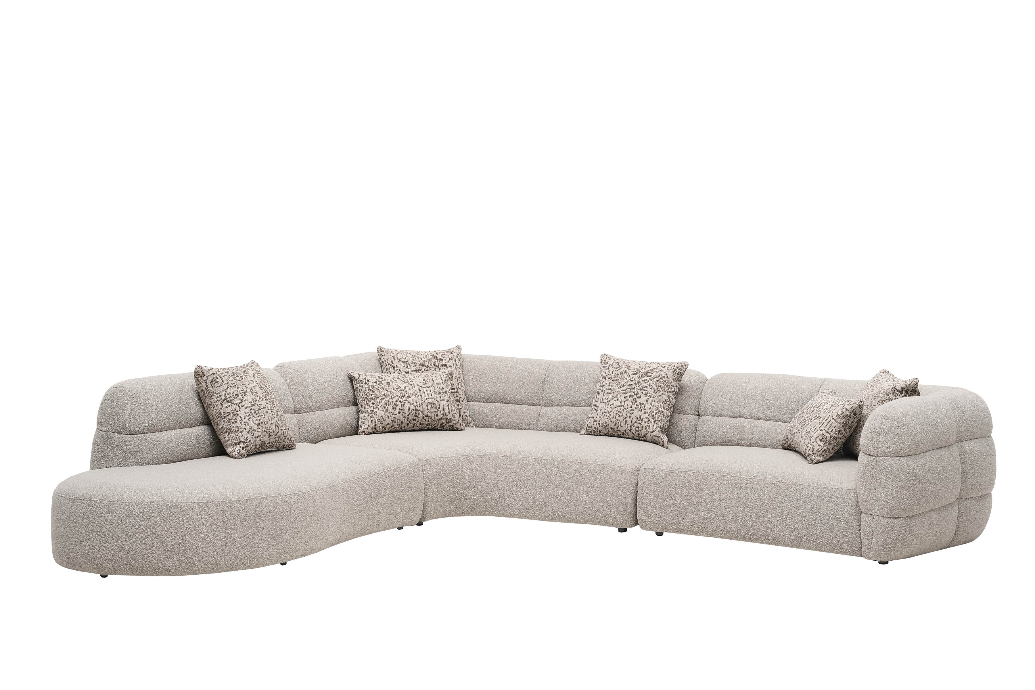Curve Fabric Corner Modern Sofa Set