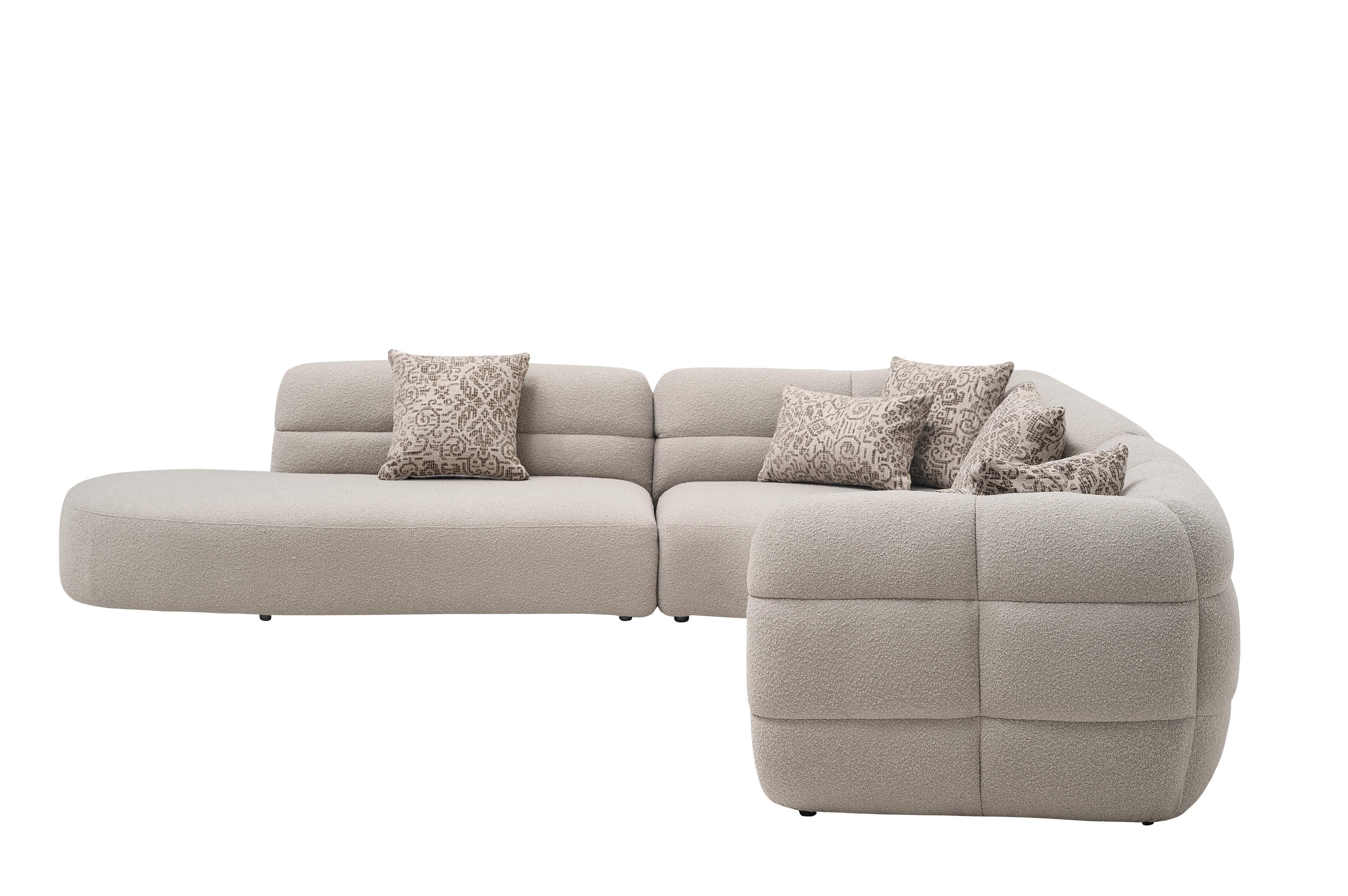 Curve Fabric Corner Modern Sofa Set