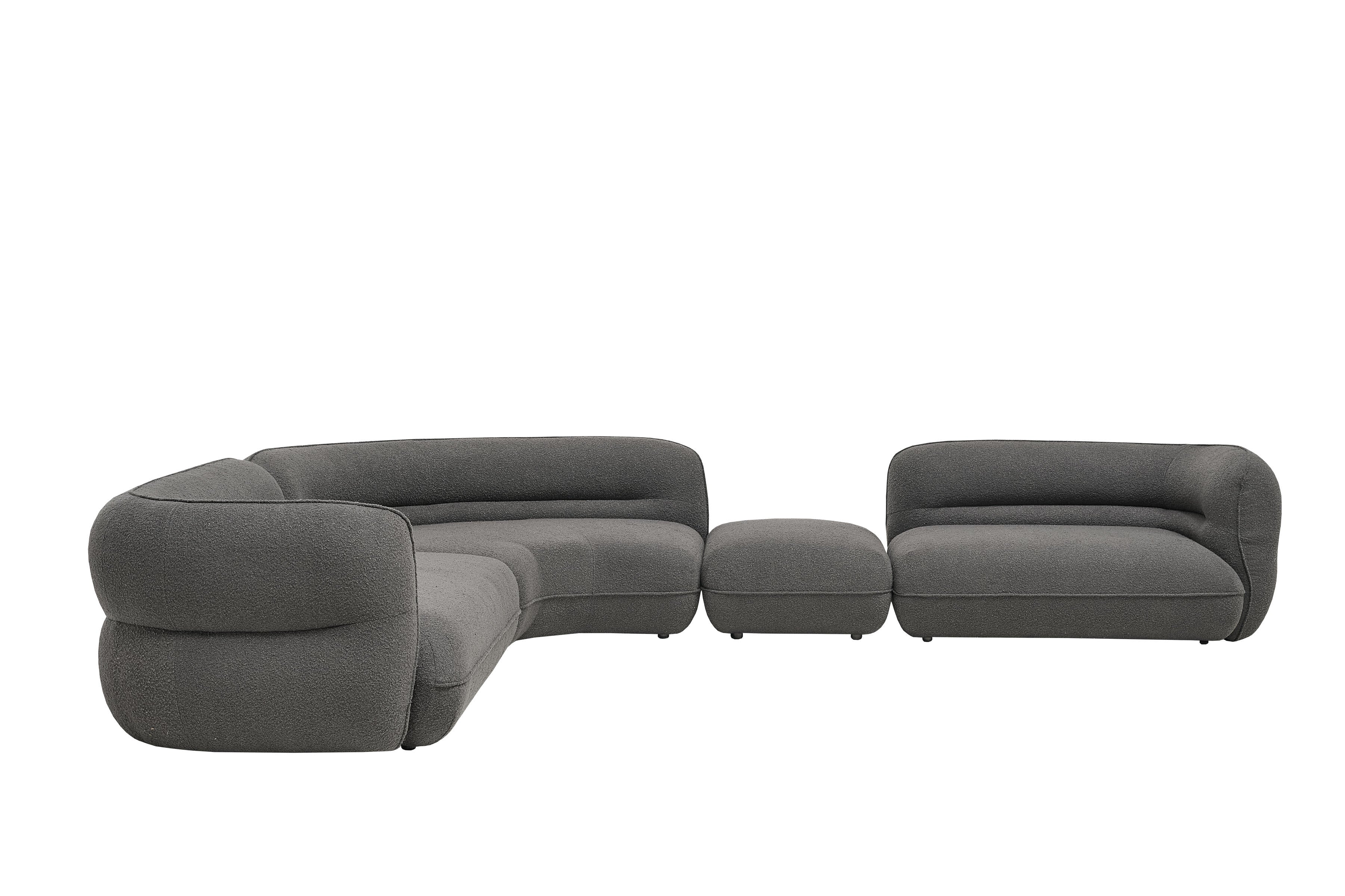 Cuddle Fabric Corner Modern Sofa Set Dark Grey