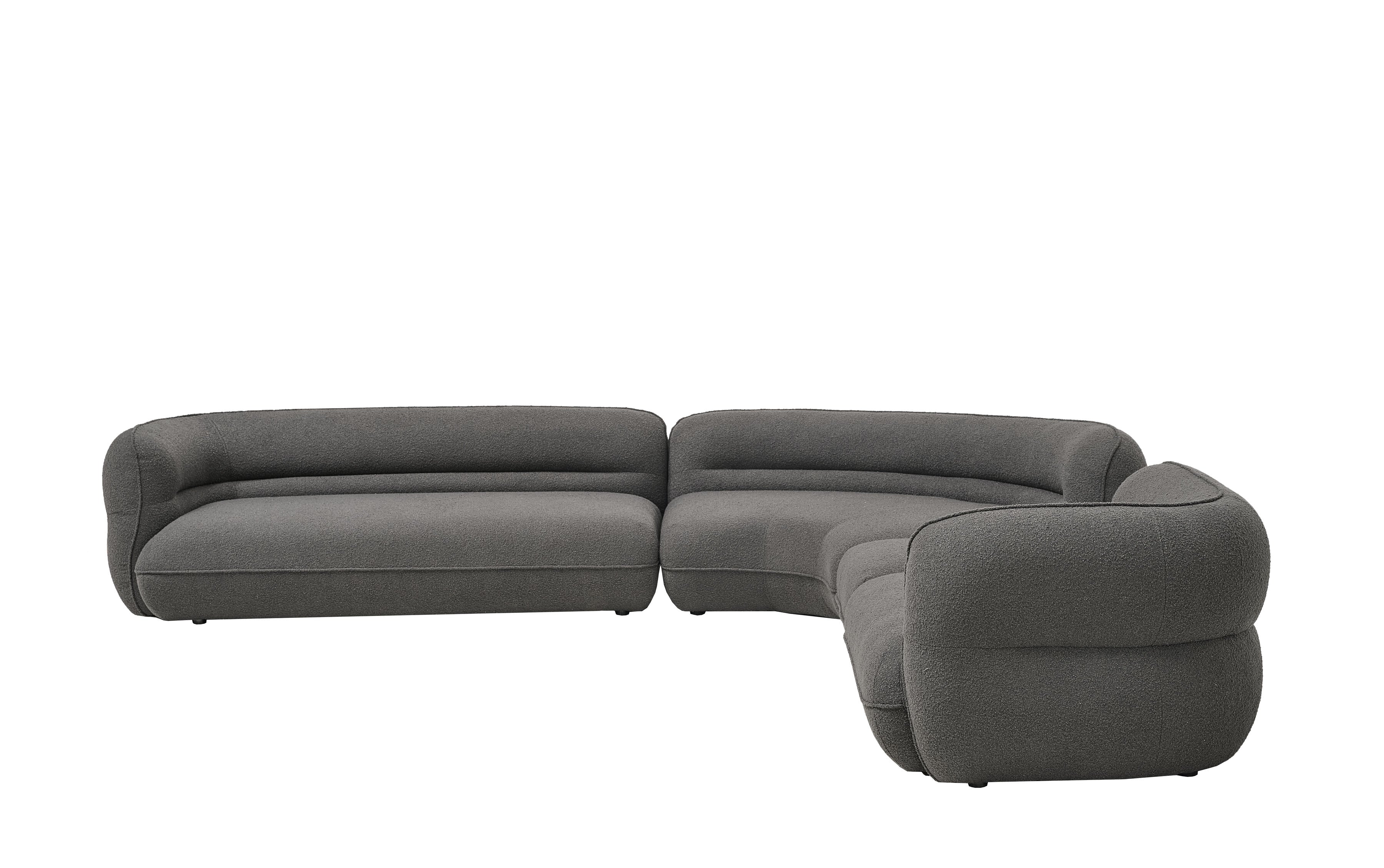 Cuddle Fabric Corner Modern Sofa Set Dark Grey