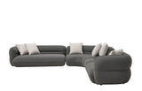 Cuddle Fabric Corner Modern Sofa Set Dark Grey