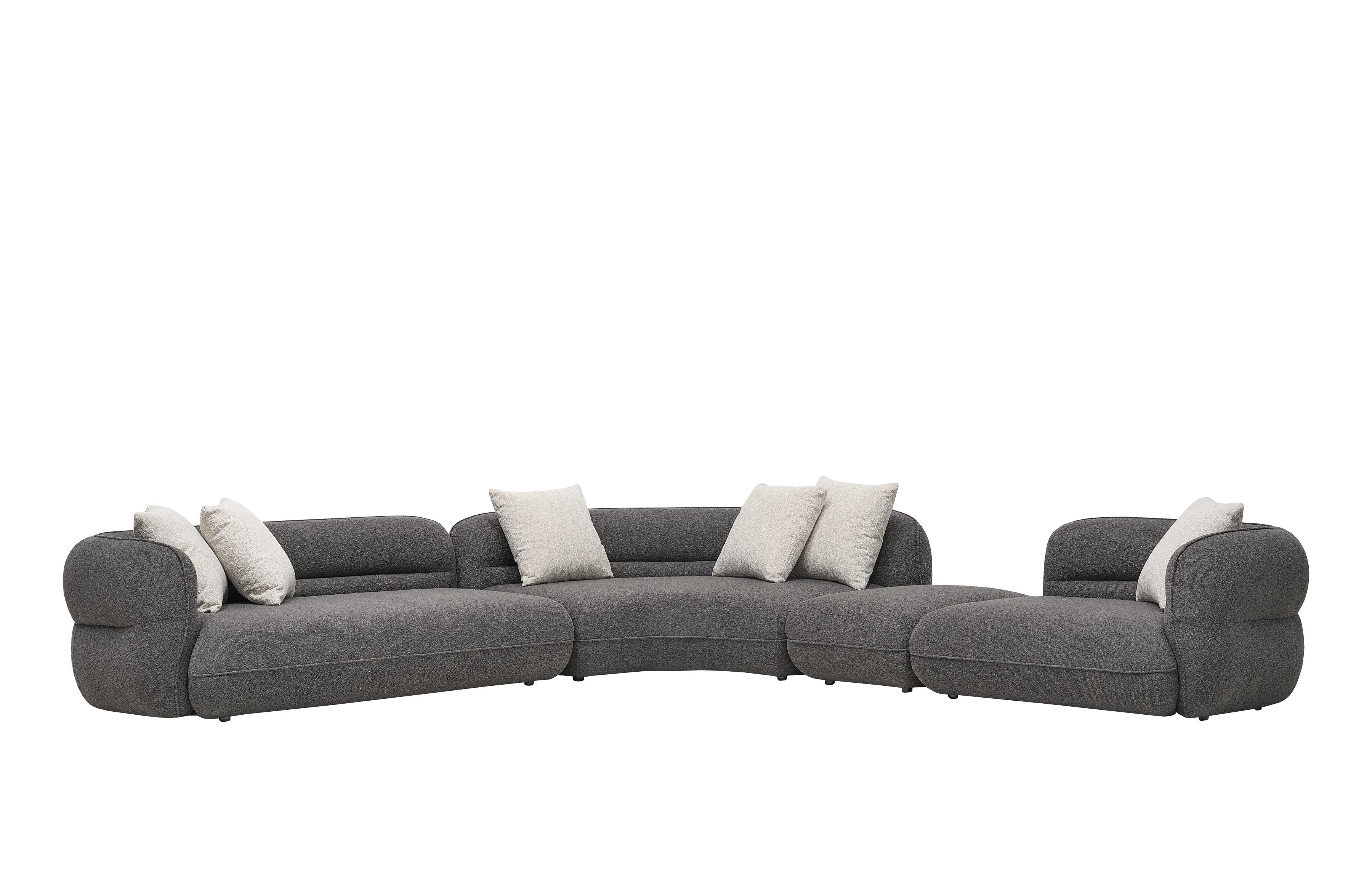 Cuddle Fabric Corner Modern Sofa Set Dark Grey