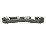 Cuddle Fabric Corner Modern Sofa Set Dark Grey