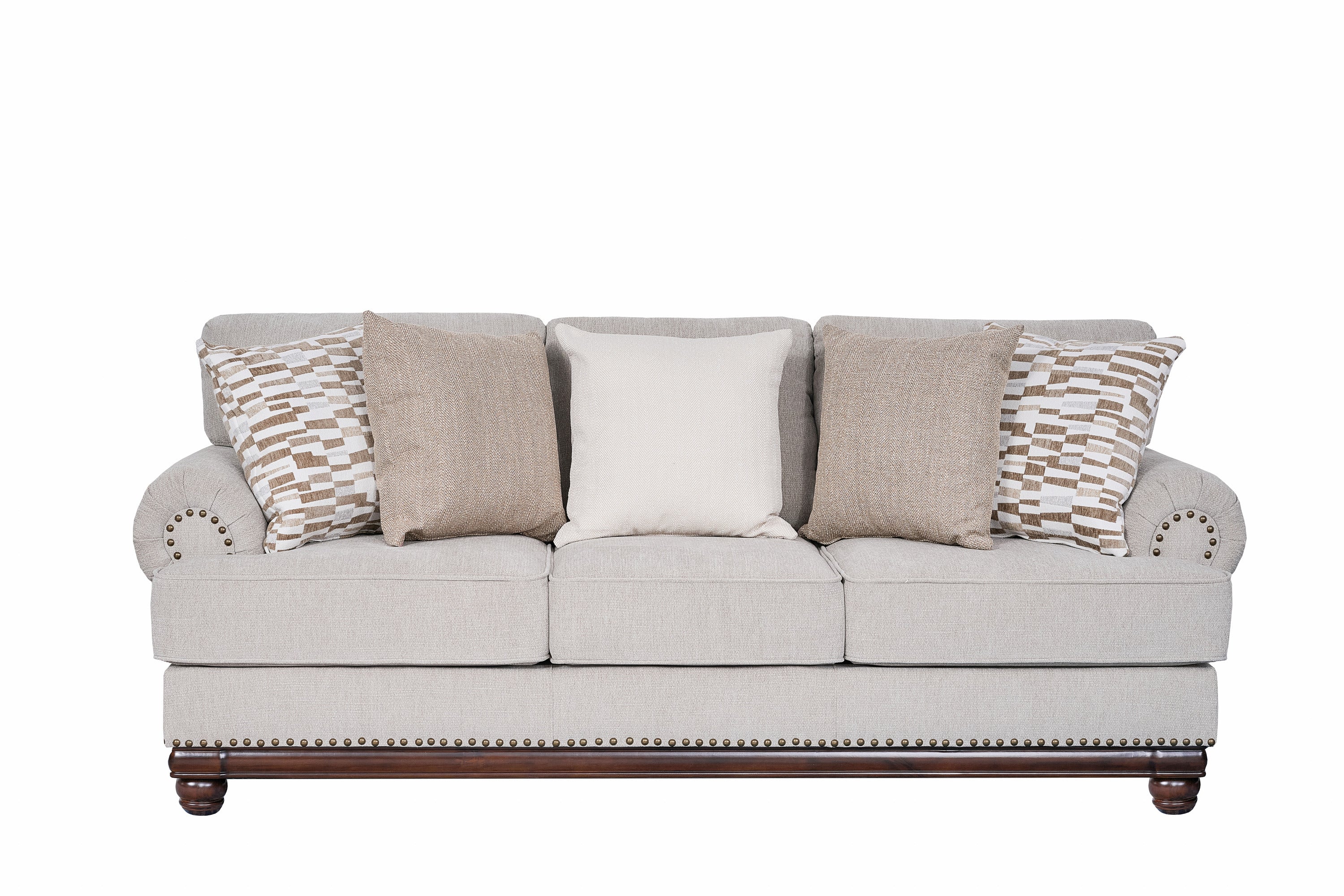 Ryan Beige Fabric Contemporary Sofa Set