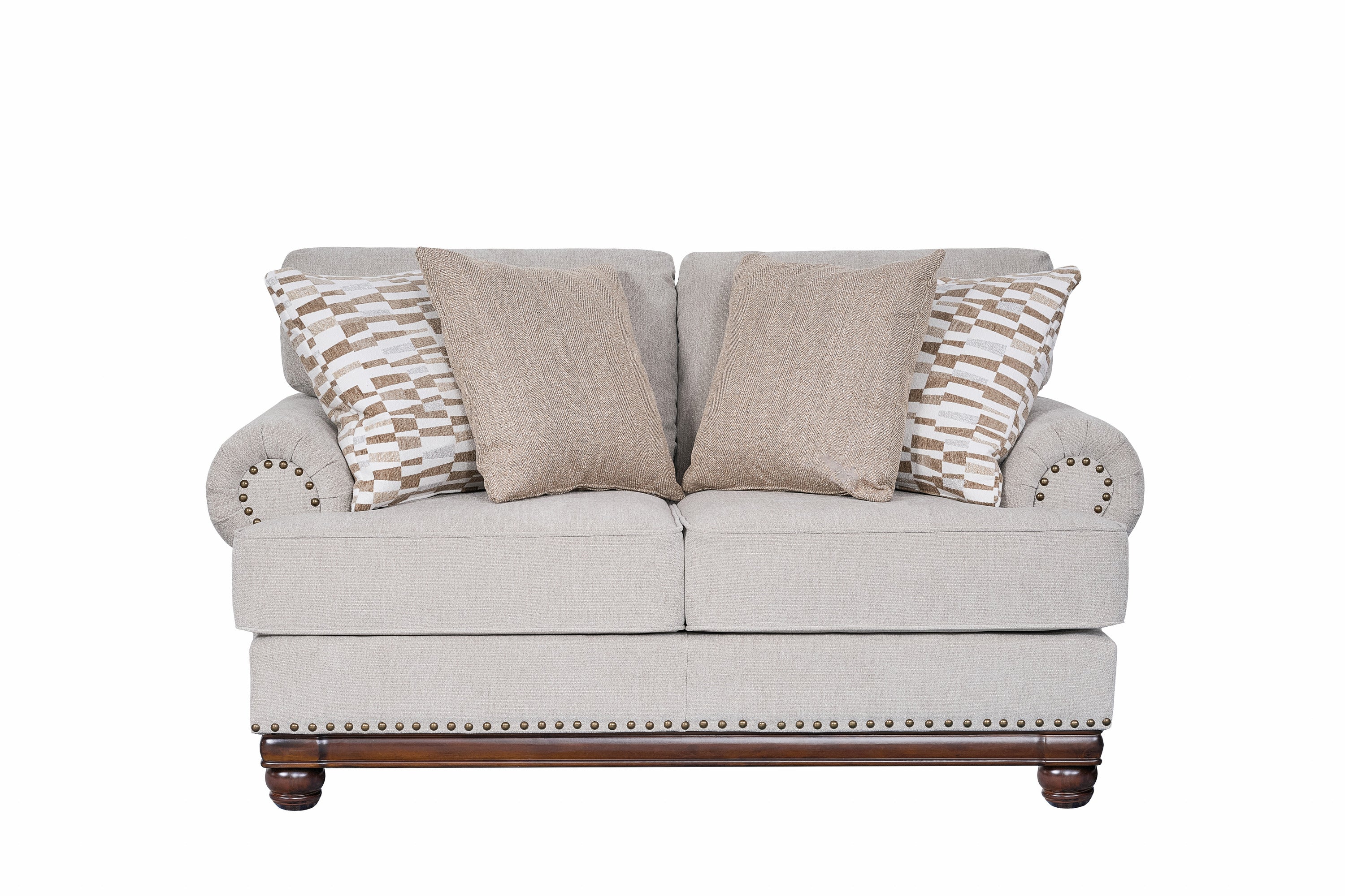 Ryan Beige Fabric Contemporary Sofa Set