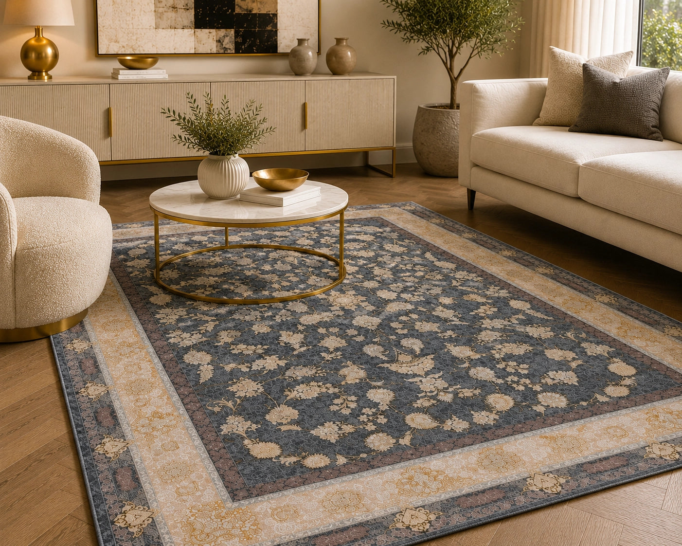 Dariush 1355 Traditional Persian Area Rug Silver