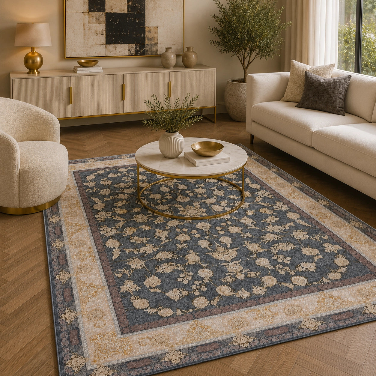 Dariush 1355 Traditional Persian Area Rug Silver
