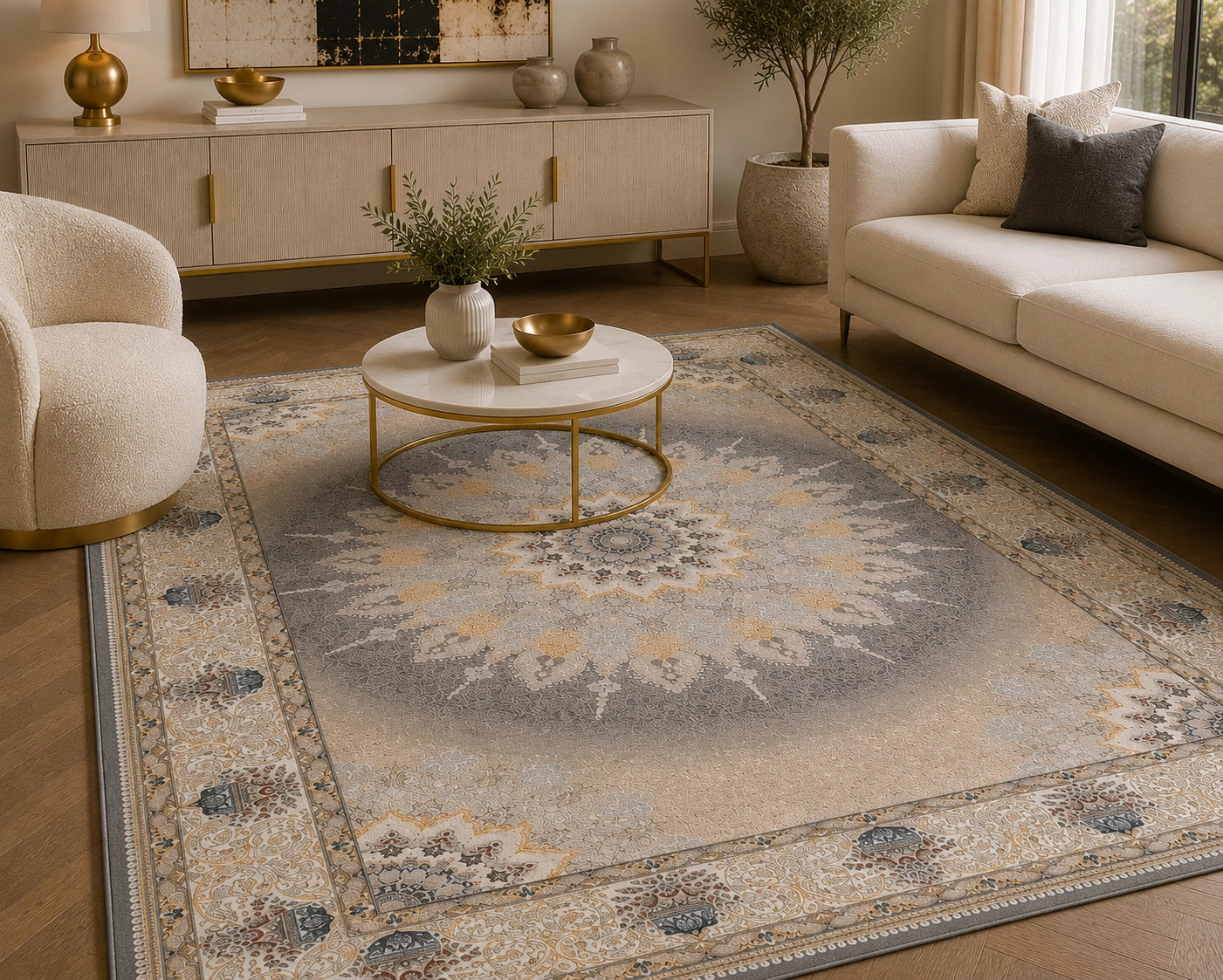 Dariush 1370 Silver Traditional Persian Rug