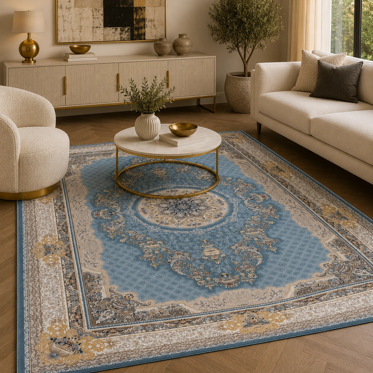 Dariush 1376 Traditional Persian Area Rug Blue