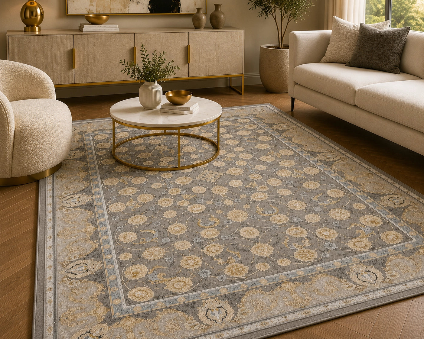 Dariush 1405 Traditional Persian Area Rug Grey