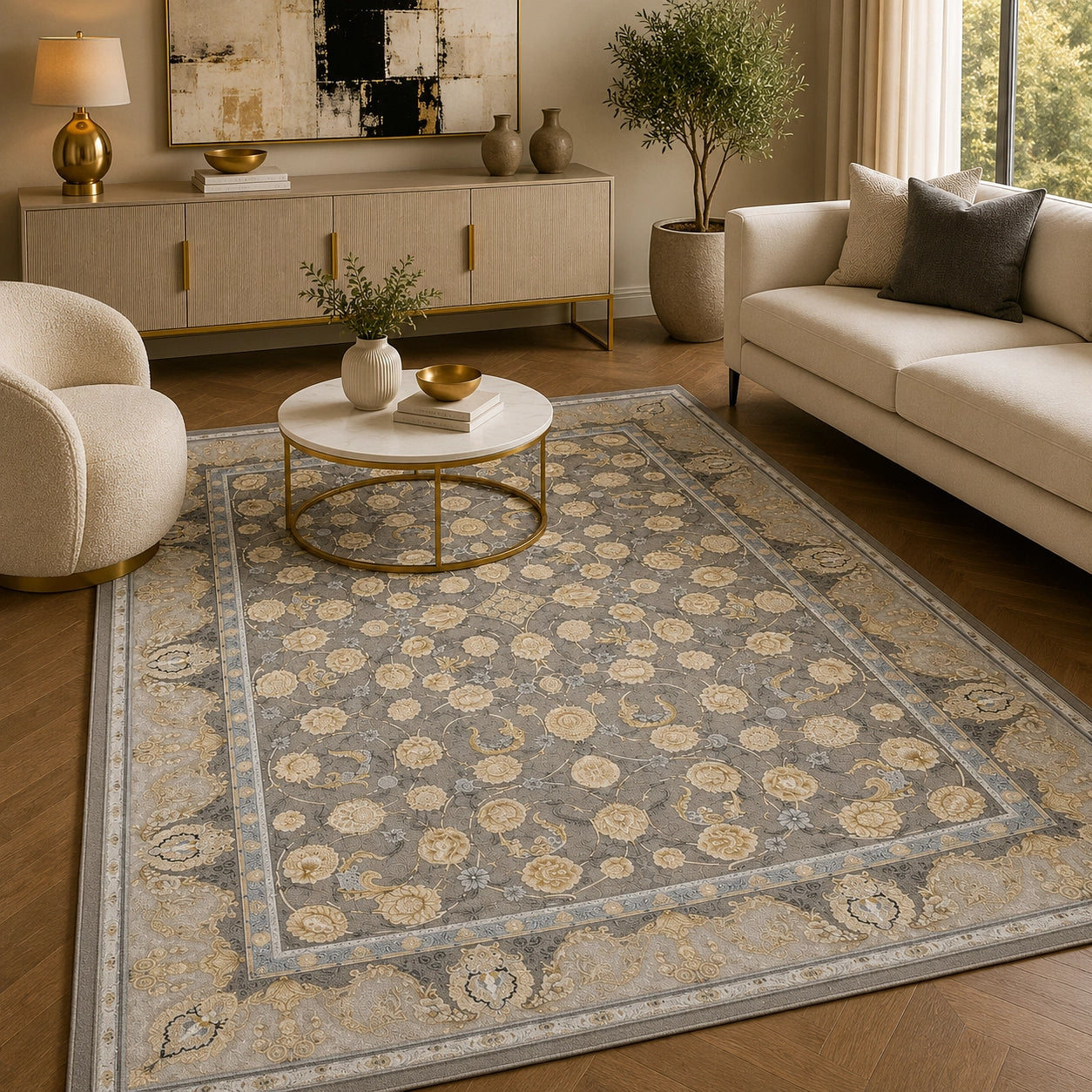 Dariush 1405 Traditional Persian Area Rug Grey
