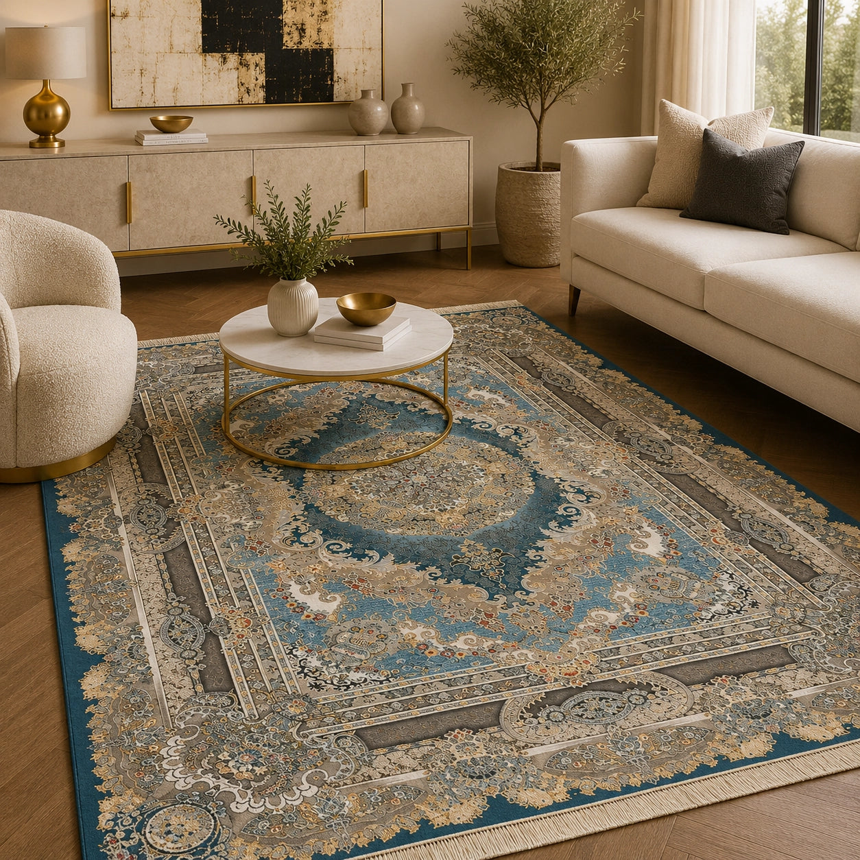 Dariush 1425 Traditional Persian Area Rug Blue