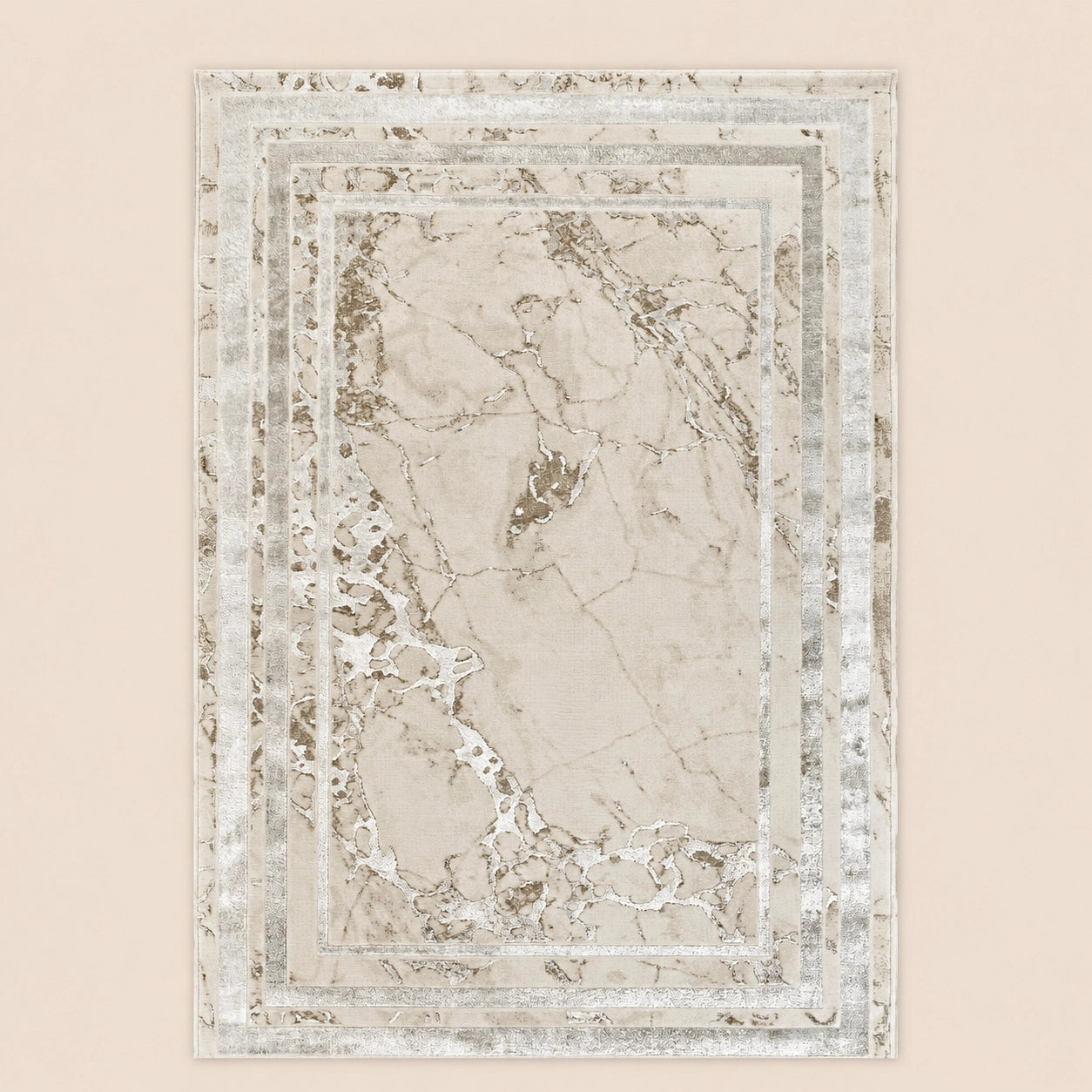 Elmaas T502B Cream White Modern Area Rug