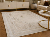 Elmaas T502B Cream White Modern Area Rug
