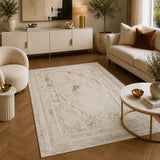 Elmaas T502B Cream White Modern Area Rug