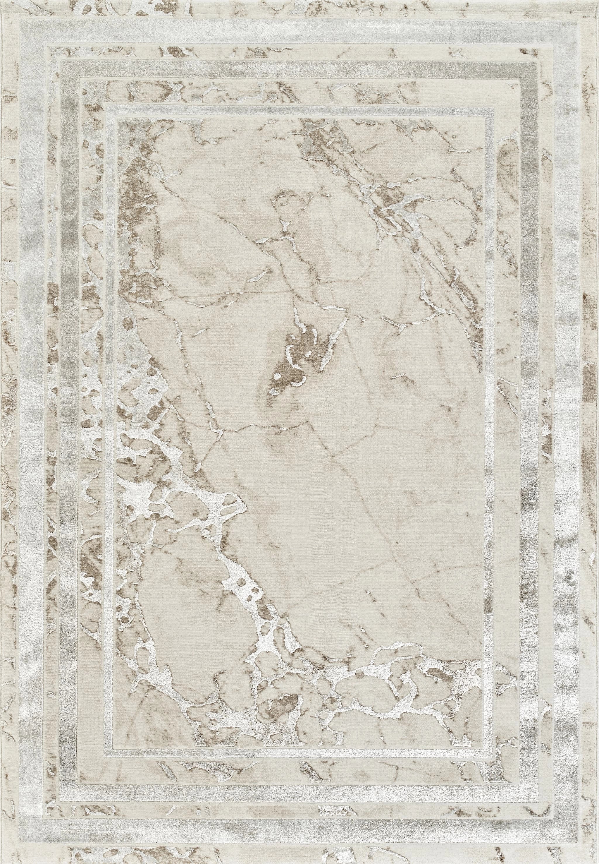 Elmaas T502B Cream White Modern Area Rug