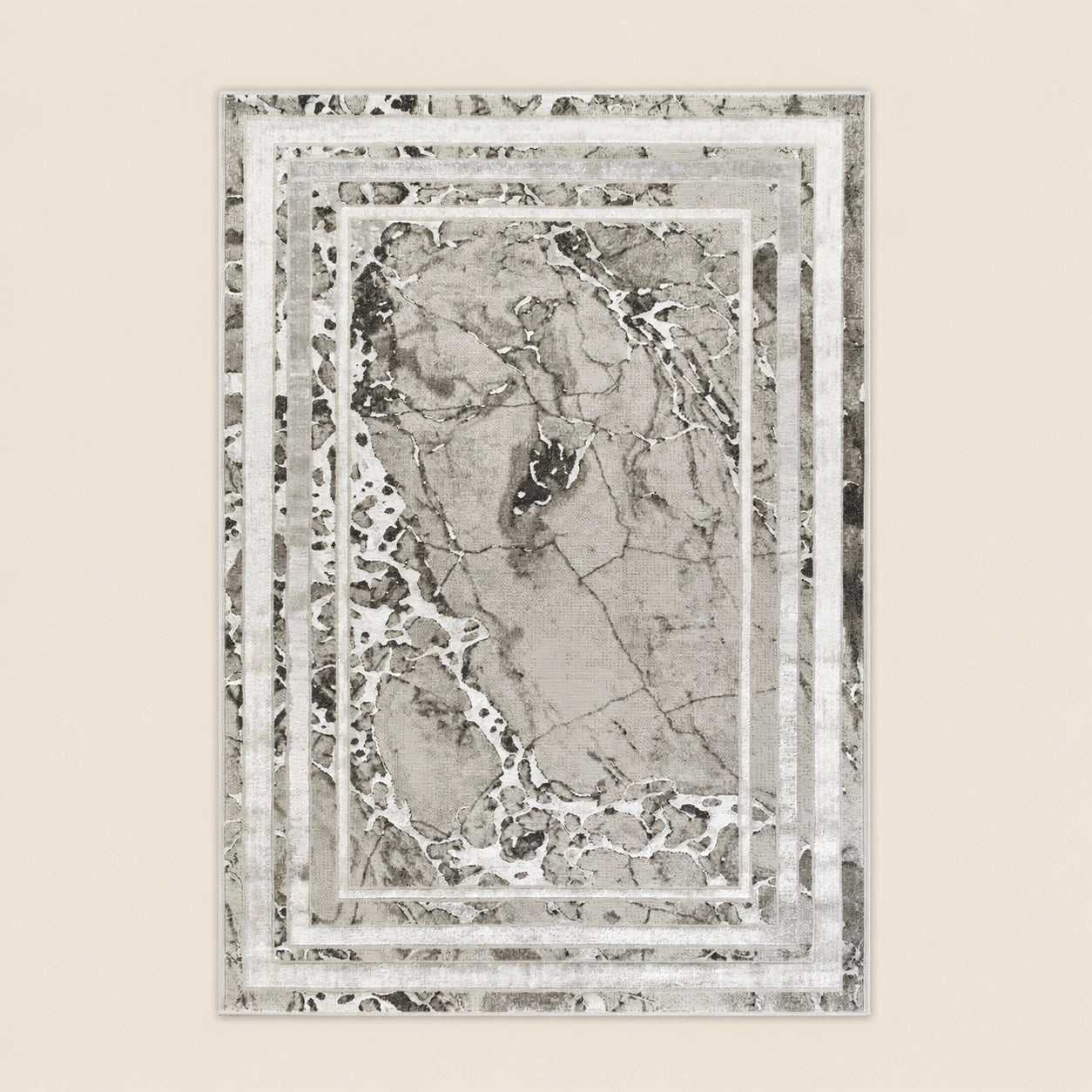 Elmaas T502B Light Grey White Modern Area Rug
