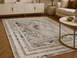 Elmaas T502B Light Grey White Modern Area Rug