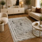 Elmaas T502B Light Grey White Modern Area Rug