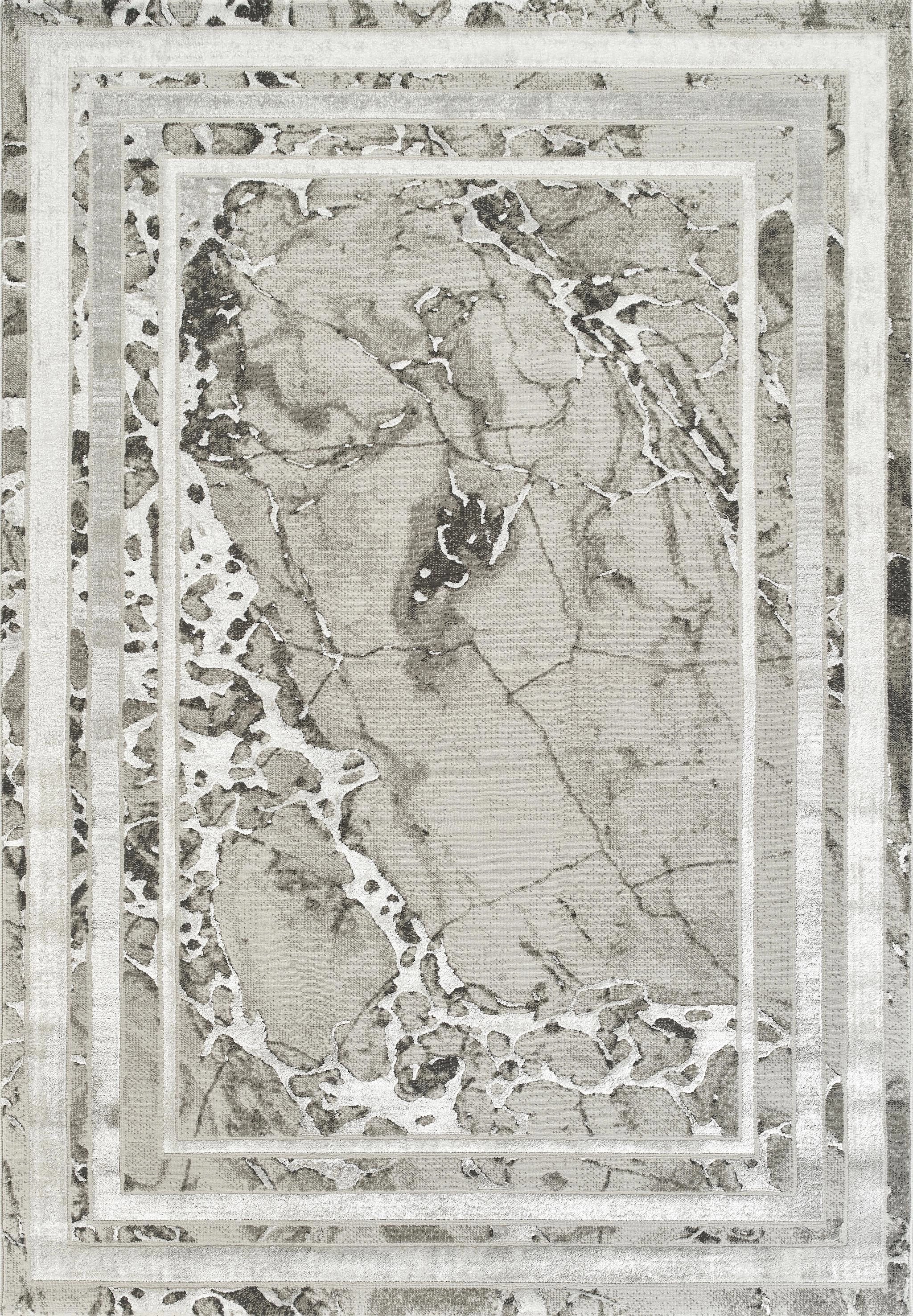 Elmaas T502B Light Grey White Modern Area Rug